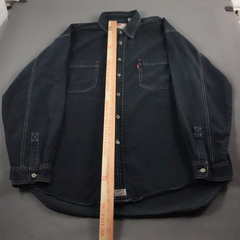 Vintage Levi's Red Tab Chambray Stitched Long Sleeve Men's Dark Denim Shirt XL - Picture 4 of 16